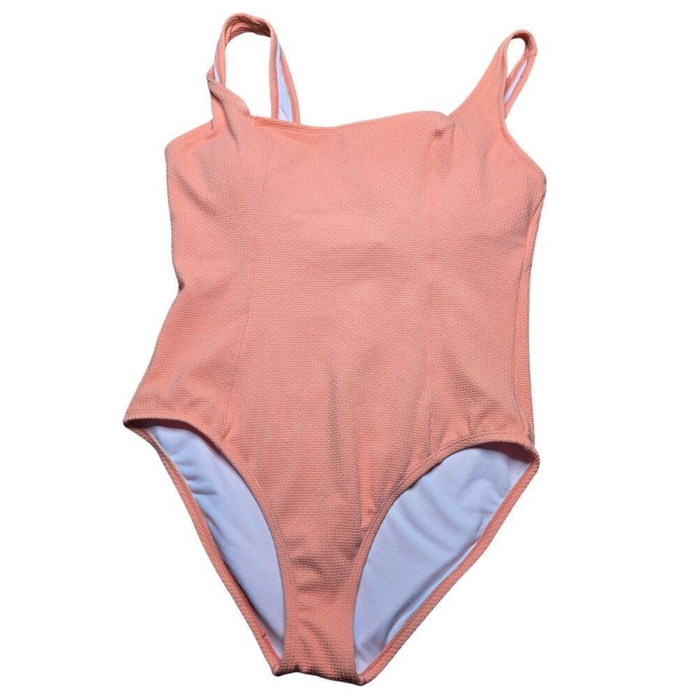 New Mynah One-Piece Swimsuit Womens XL Peach Orange Textured Fabric